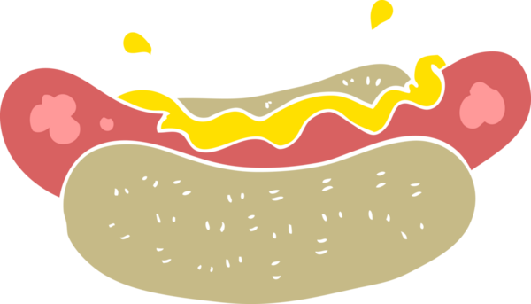 Bir insan tarafından çizilmiş sosislinin düz renk çizimi