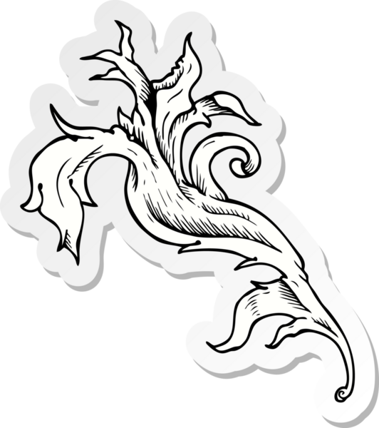 Geleneksel bir el çıkartması. Bir insan tarafından çizilmiş çiçek girdabı.