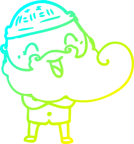 Bir insan tarafından çizilmiş mutlu sakallı bir adamın soğuk hava çizgisi.