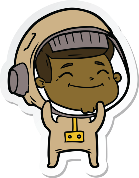 Bir insan tarafından çizilmiş mutlu bir astronotun çıkartması.