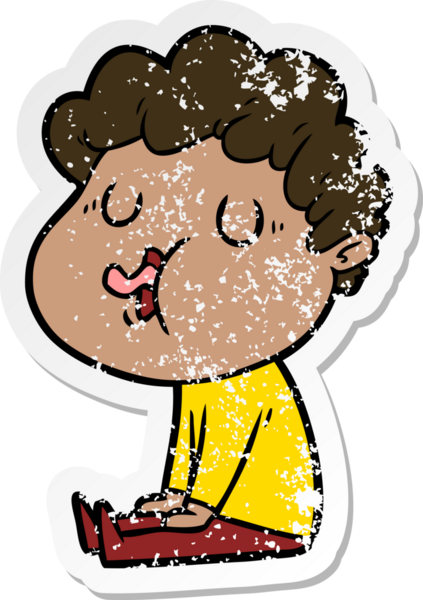 Bir insan tarafından çizilmiş bir çizgi film karakterinin sıkıntılı çıkartması.