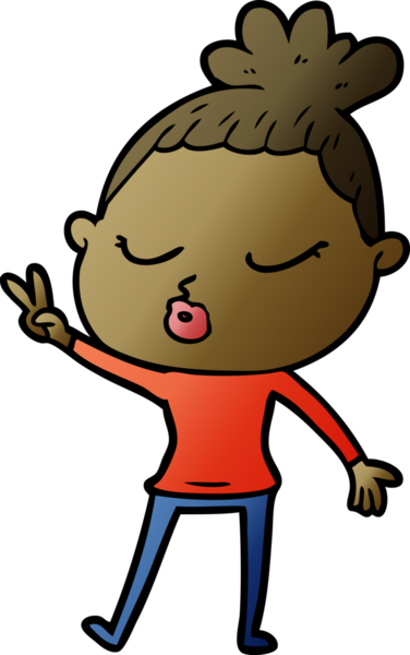 Bir insan tarafından çizilmiş sakin bir kadın çizgi filmi.