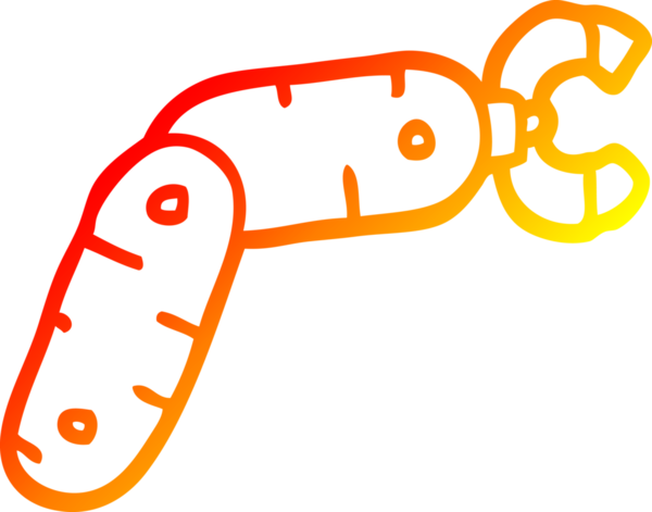 Bir insan tarafından çizilmiş bir robot kolun sıcak gradyan çizgisi.