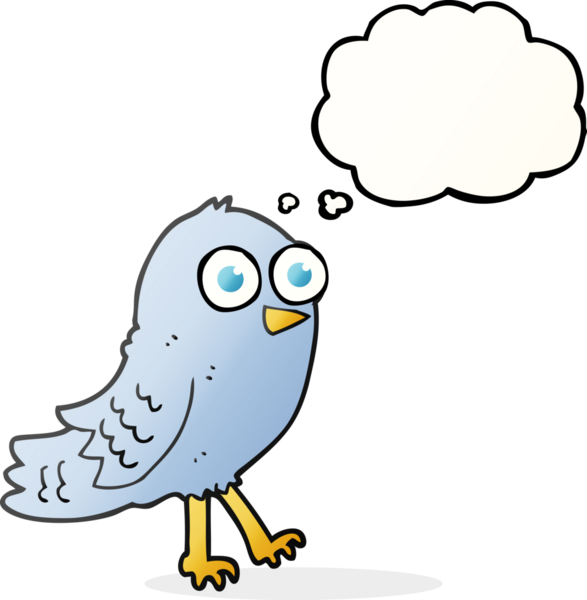 Bir insan tarafından çizilmiş serbest çizim balon karikatür kuşu.