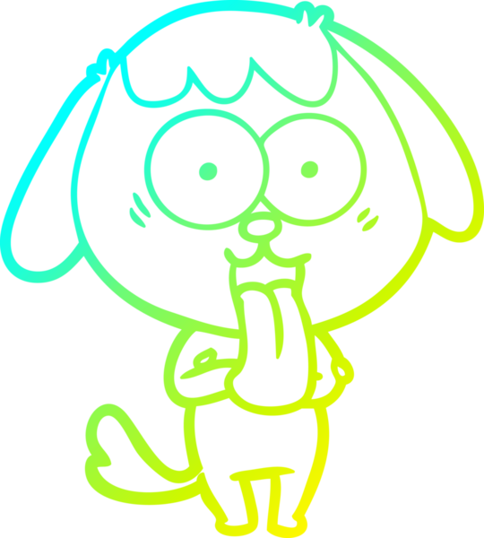 Bir insan tarafından çizilmiş şirin bir çizgi köpeğin soğuk gradyan çizgisi.