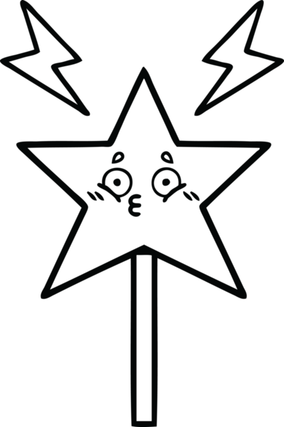 Bir insan tarafından çizilmiş sihirli bir değnek çizimi.