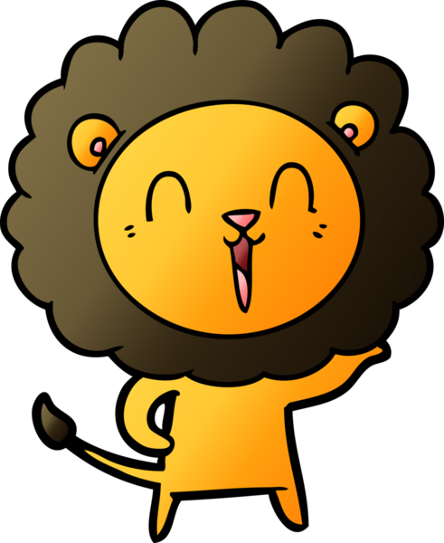 Bir insan tarafından çizilmiş gülen aslan çizgi filmi.