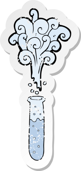 Bir insan tarafından çizilmiş karikatür test tüpünün gerilimli yapıştırması.