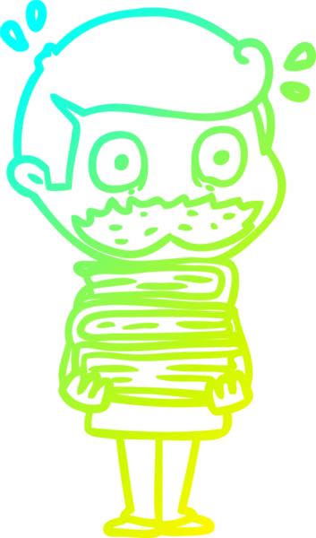 Soğuk gradyan çizgisi, bıyıklı ve insan tarafından çizilmiş bir çizgi film adamı çizimi.