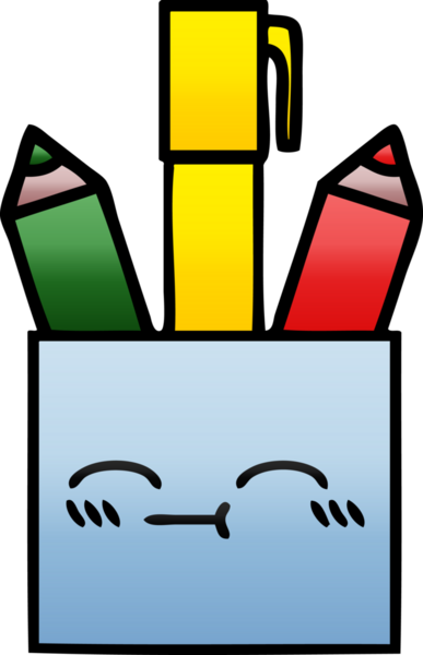 Bir insan tarafından çizilmiş kalem tenceresinin gölgelenmiş karikatürü