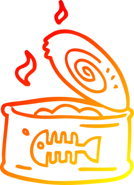 Bir insan tarafından çizilmiş bir kutu ton balığının sıcak çizgi çizimi