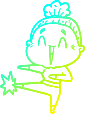 Bir insan tarafından çizilmiş, mutlu, yaşlı bir kadının çizdiği soğuk çizgi.