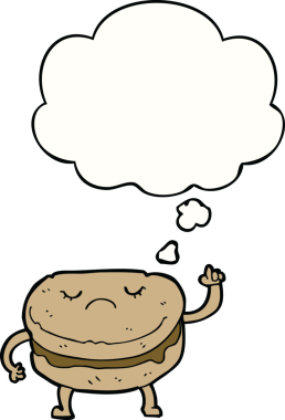 Bir insan tarafından çizilmiş düşünce balonlu bisküvi.