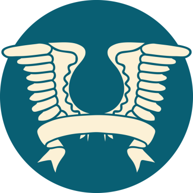 bir insan tarafından çizilmiş bir kanadın pankartıyla dövme biçimi simgesi