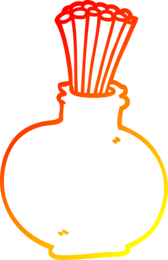 Bir insan tarafından çizilmiş vazoda bir karikatür kamışının sıcak eğimli çizimi