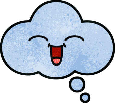 Bir insan tarafından çizilmiş bir düşünce baloncuğunun retro grunge doku karikatürü