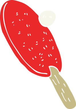 Bir insan tarafından çizilmiş masa tenisi sopasının düz renk çizimi