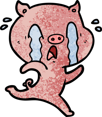 Bir insan tarafından çizilmiş ağlayan domuz çizgi filmi.