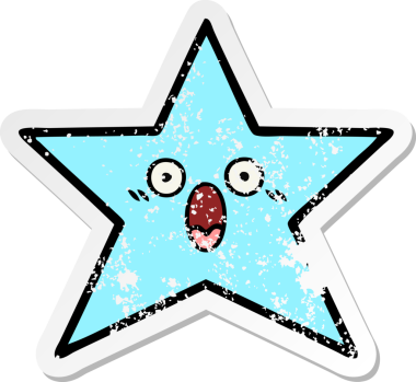 Bir insan tarafından çizilmiş sevimli bir yıldız balığının sıkıntılı çıkartması.