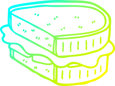 Bir insan tarafından çizilmiş soğuk gradyan çizgili bir sandviç.