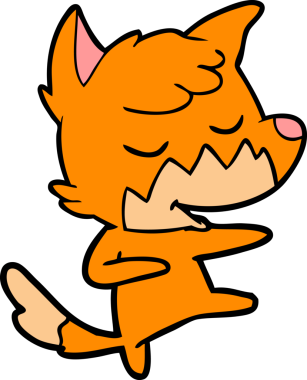 Bir insan tarafından çizilmiş dost canlısı tilki dansı.