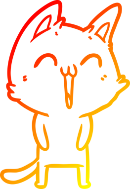 Bir insan tarafından çizilmiş mutlu çizgi film kedisinin sıcak çizgi çizgisi.