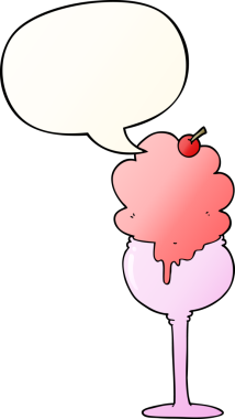 Bir insan tarafından çizilmiş, konuşma baloncuklu karikatür dondurma çölü.