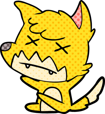 Bir insan tarafından çizilmiş şaşı tilki.