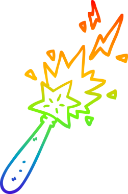 gökkuşağı gradyan çizgi çizimi bir insan tarafından çizilmiş sihirli değnek