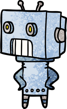 Bir insan tarafından çizilmiş çizgi film robotu