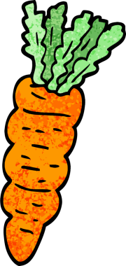 Grunge desenli karikatür bir insan tarafından çizilmiş havuç.