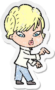 Bir insan tarafından çizilmiş karikatür bir kadının sıkıntılı çıkartması.