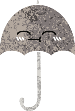 Bir insan tarafından çizilmiş bir şemsiyenin retro çizim tarzı karikatürü