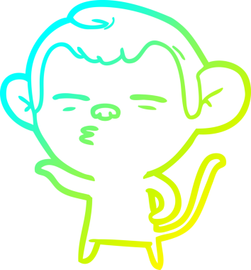 Bir insan tarafından çizilmiş şüpheli bir maymunun soğuk gradyan çizimi