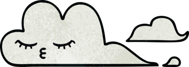 Bir insan tarafından çizilmiş beyaz bulutun retro grunge dokusu