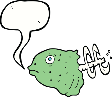 bir insan tarafından çizilmiş baloncuklu balık kafası.