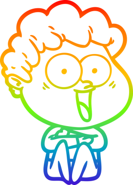 gökkuşağı gradyanı çizimi bir insan tarafından çizilmiş heyecanlı bir adam karikatürü