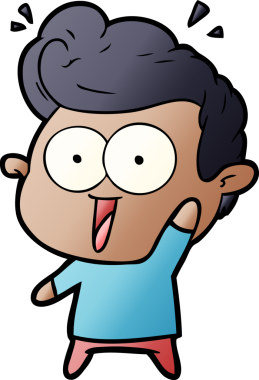 Bir insan tarafından çizilmiş çizgi film bakışlı adam.