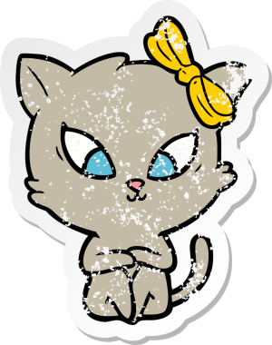 Bir insan tarafından çizilmiş karikatür bir kedinin sıkıntılı çıkartması.