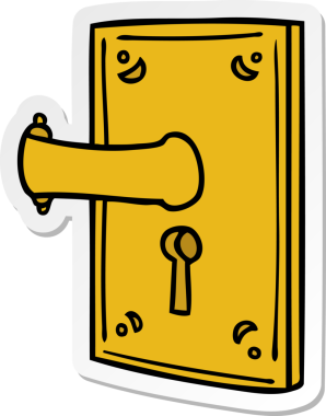 Bir insan tarafından çizilmiş bir kapı kolunun el çizimi karikatürü.