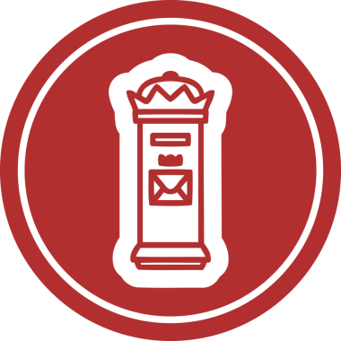 Bir insan tarafından çizilmiş İngiliz posta kutusu dairesel simgesi