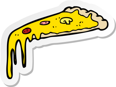 Bir insan tarafından çizilmiş bir pizzanın çıkartması.