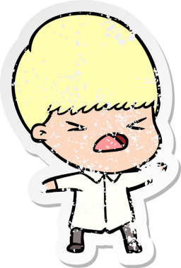 Bir insan tarafından çizilmiş stresli bir çizgi film çıkartması.