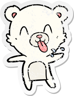 Bir insan tarafından çizilmiş dilden çıkmış kaba bir kutup ayısının sıkıntılı çıkartması.