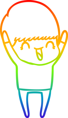 gökkuşağı gradyanı çizimi bir insan tarafından çizilmiş mutlu bir çizgi film çocuğu