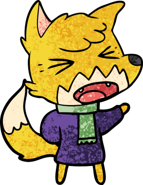 Bir insan tarafından çizilmiş kızgın çizgi film tilkisi.