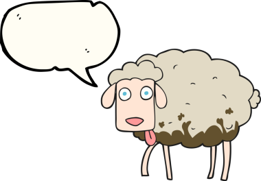 Bir insan tarafından çizilmiş serbest konuşma balonu karikatürü çamurlu koyunlar