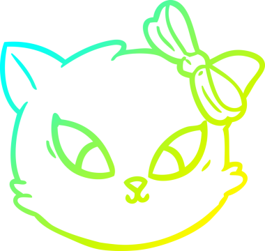 Bir insan tarafından çizilmiş bir çizgi film kedisinin soğuk gradyan çizimi