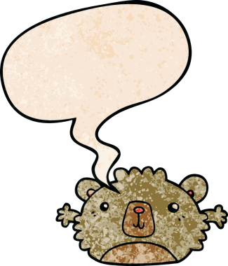 Komik çizgi film ayısı, insan tarafından çizilmiş eski moda konuşma baloncuğu.