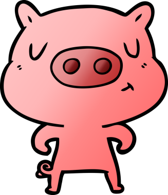 Bir insan tarafından çizilmiş çizgi film içerikli domuz.